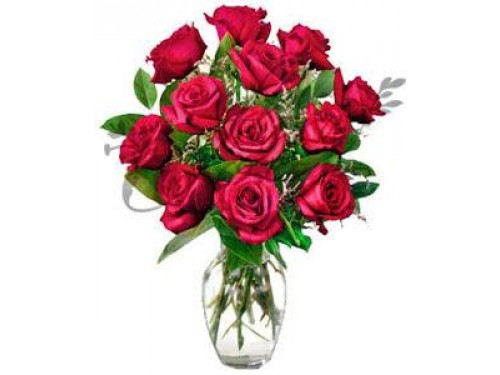 Red Rose in Glass Vas arrangement