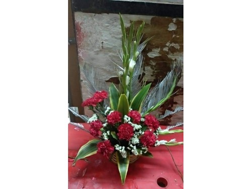 Red carnations with white Glads